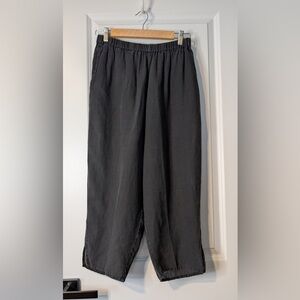 FLAX by Jeanne Engelhart 100% Linen Barrel Leg Pants Black Size Medium